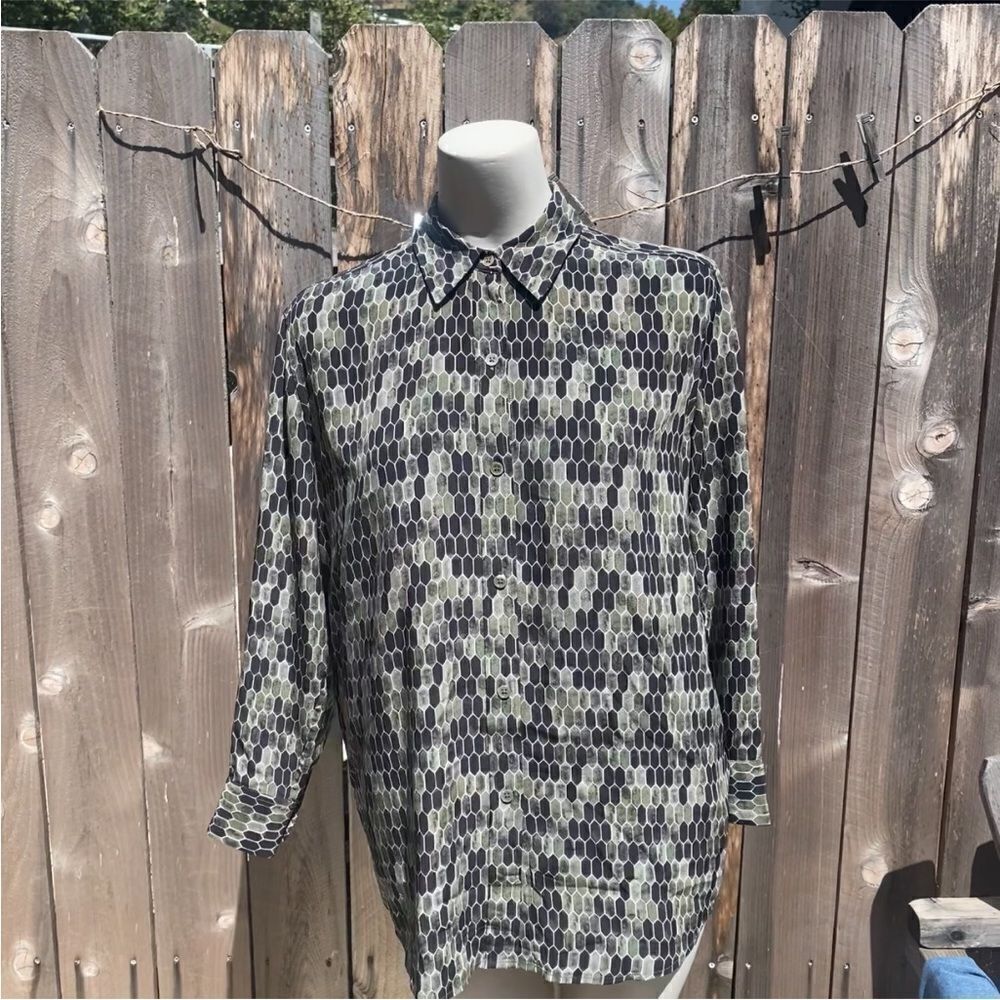 Equipment Femme Silk Button Up Shirt Size XS/TP Long sleeve SlVERT MILI MULTI